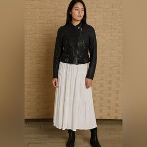 Free People We The Free Faux Vegan Leather Moto Motorcycle Jacket Med Biker